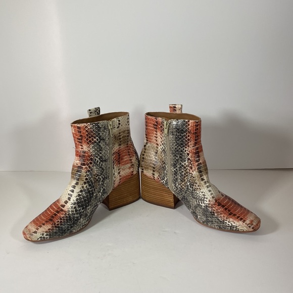 Anthropologie Korks Leyland Leather Snake Print Booties - Picture 7 of 13